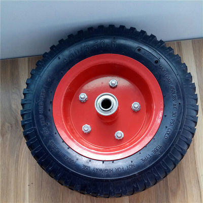 350-6 ruedas neumáticas de acero rojas del camión del saco de Rim Pneumatic Trolley Wheels Rubber