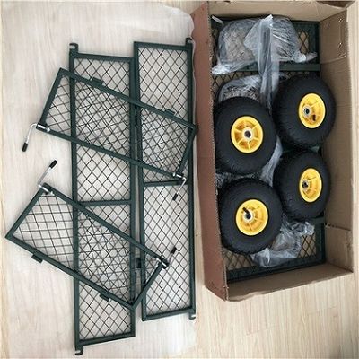Yarda resistente Mesh Wagon Outdoor With de acero de Mesh Cart del jardín 50L 4 ruedas