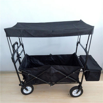 Carro plegable del tubo de la playa del ocio plegable de acero negro del carro con el toldo