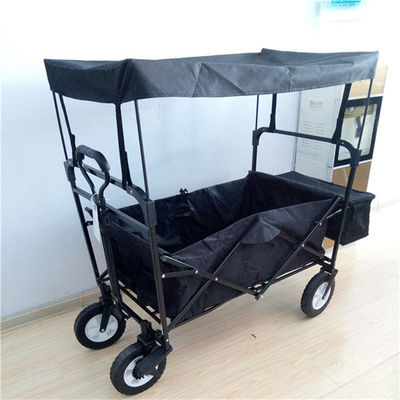 Carro plegable del tubo de la playa del ocio plegable de acero negro del carro con el toldo