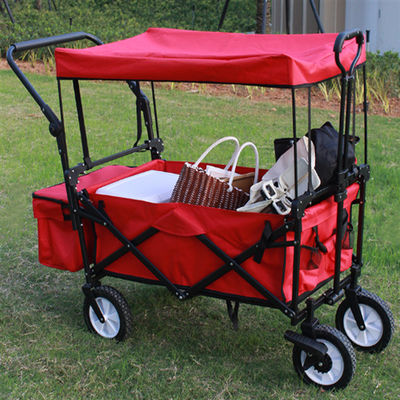 carro de jardín plegable resistente del plegamiento del metal del carro 80kg con las ruedas universales