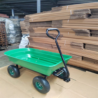 jardín Tipper Cart With Pneumatic Tires del carro de la descarga del jardín de la rueda 75L 4