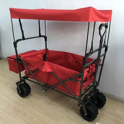 Carro de playa portátil para uso general del carro plegable grande de la tela del PVC con rojo de la cubierta