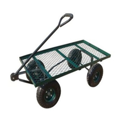 Carro de cuatro ruedas de la herramienta del carrete de Mesh Deck Steel Wagon Hose del carro resistente de la yarda del metal
