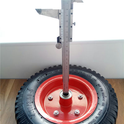 350-6 ruedas neumáticas de acero rojas del camión del saco de Rim Pneumatic Trolley Wheels Rubber
