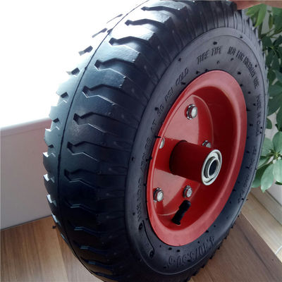 350-6 ruedas neumáticas de acero rojas del camión del saco de Rim Pneumatic Trolley Wheels Rubber