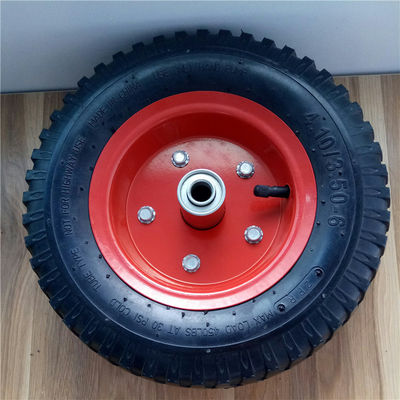 350-6 ruedas neumáticas de acero rojas del camión del saco de Rim Pneumatic Trolley Wheels Rubber