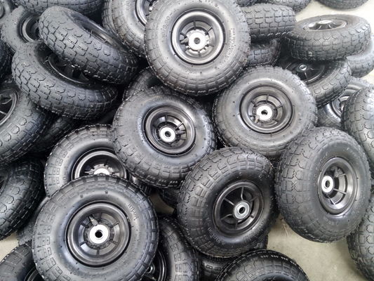 350 4 ruedas de Grey Plastic Rim Pneumatic Trolley reemplazo de la rueda de la carretilla de la mano de 10 pulgadas