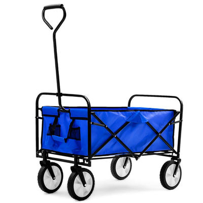 Carro plegable azul portátil que camina el carro plegable resistente de cuatro ruedas
