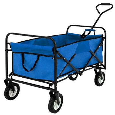 Carro plegable azul portátil que camina el carro plegable resistente de cuatro ruedas
