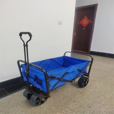 El carro plegable azul multiusos dobla para arriba el carro de playa modifica el logotipo para requisitos particulares