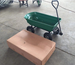 carro polivinílico polivinílico de la descarga de la capacidad grande del carro de la descarga del jardín del cuerpo 75L con inclinar la función