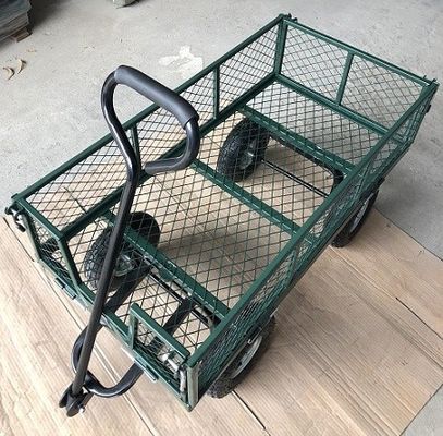 50L Utilidad de malla de acero de jardín carro de utilidad plegable con lados extraíbles y 4.10/3.50-4 pulgadas Ruedas