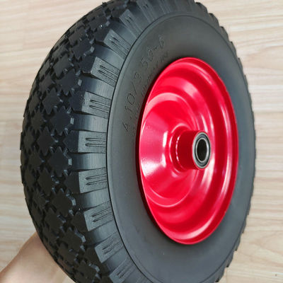 3.50-6 la carretilla de acero roja de Rim Sack Barrow Rubber Pneumatic del neumático rueda 10 pulgadas