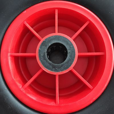 Rueda de goma con borde rojo 300-4, ruedas neumáticas para carretilla de jardín con neumáticos de 10 pulgadas