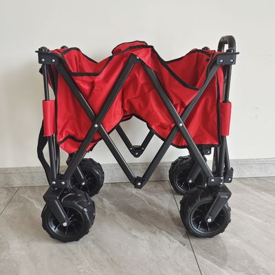 O-tipo carro que acampa de la manija del plegamiento del carro de la PU de la playa plegable ancha ajustable de la rueda