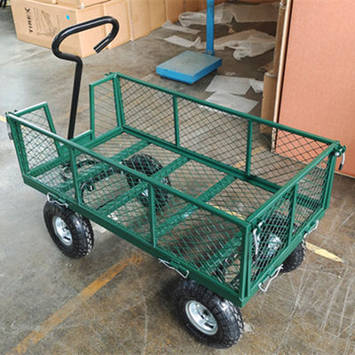 rueda del aire de Mesh Cart Heavy Duty Metal Mesh Garden Cart 350-4 del jardín 75L