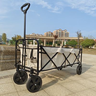 Cuatro ruedas blancas extendidas para acampar en el jardín, carreta plegable, mesa plegable, rueda de PVC