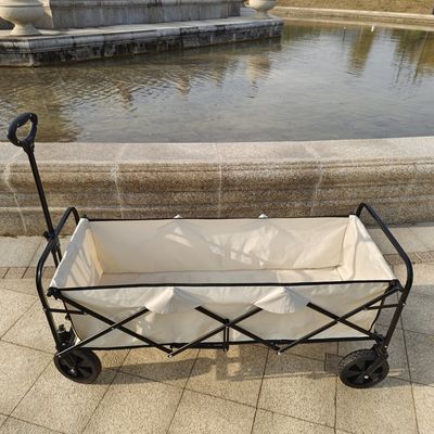 Cuatro ruedas blancas extendidas para acampar en el jardín, carreta plegable, mesa plegable, rueda de PVC