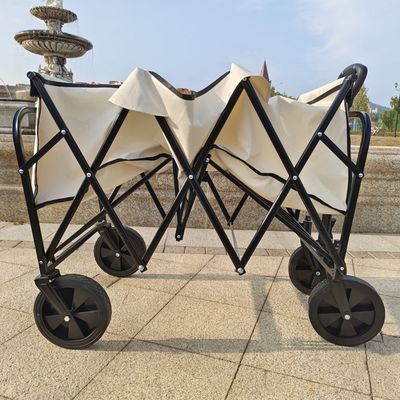 Cuatro ruedas blancas extendidas para acampar en el jardín, carreta plegable, mesa plegable, rueda de PVC