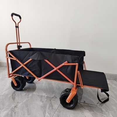Trasero de apertura de carrito de compras plegable tranvía de playa de acampada de carrito plegable rueda de PU
