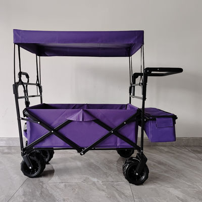 Campeo al aire libre carro plegable Canopy en la parte superior de la manija ajustable Rueda ancha morado