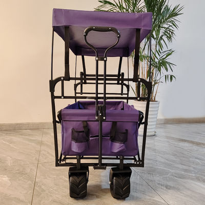 Campeo al aire libre carro plegable Canopy en la parte superior de la manija ajustable Rueda ancha morado
