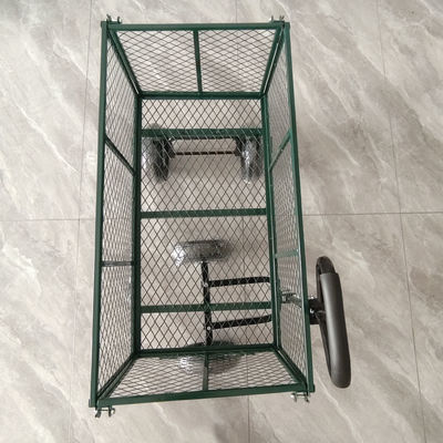 Carrito de malla de jardín plegable y desmontable, radios metálicos, cuatro ruedas inflables de caucho