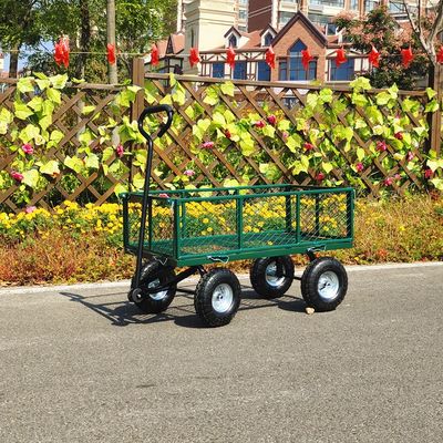 Carrito de malla de jardín plegable y desmontable, radios metálicos, cuatro ruedas inflables de caucho